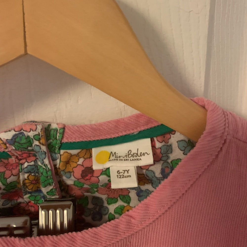 Mini boden pink corduroy frill dress